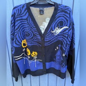 Disney Nightmare Before Christmas Blue & Black Button-Front Cardigan